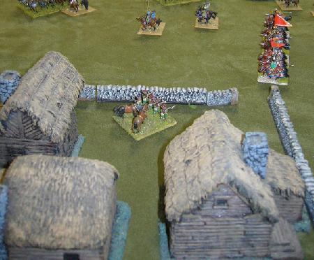 DBR 15mm Russian dragoons in a village, defending against Persians